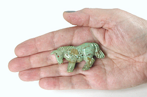 Authentic Native American Horse Fetish Carving of turquoise by Zuni Andres Quandelacy