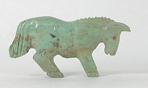 Authentic Native American Horse Fetish Carving of turquoise by Zuni Andres Quandelacy