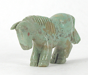 Authentic Native American Horse Fetish Carving of turquoise by Zuni Andres Quandelacy