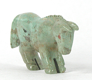 Authentic Native American Horse Fetish Carving of turquoise by Zuni Andres Quandelacy