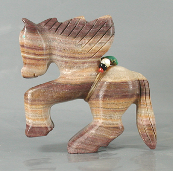 Authentic Native American Horse Fetish Carving of Onyx by Zuni Douglas Martza