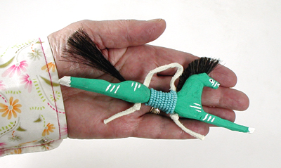 Authentic Native American miniature horse spirit stick by Oglala Lakota artisan Alvin Iron Cloud Sr.