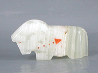 Authentic Native American horse fetish carving of onyx and coral by Zuni artists Clayton and Abby Quam Panteah