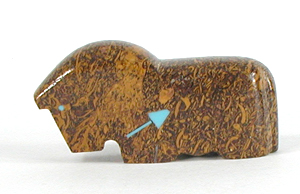 Authentic Native American horse fetish carving of calligraphy jasper and turquoise by Zuni artists Clayton and Abby Quam Panteah