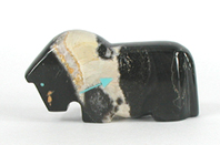 Authentic Native American horse fetish carving of marble and turquoise by Zuni artists Clayton and Abby Quam Panteah