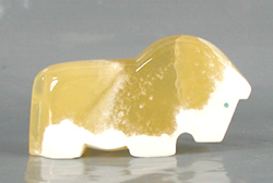 Authentic Native American horse fetish carving of honey calcite and turquoise by Zuni artists Clayton and Abby Quam Panteah