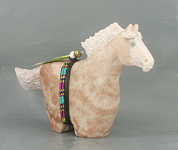 Authentic Native American Horse Fetish Carving of alabaster by Navajo Harold Davidson