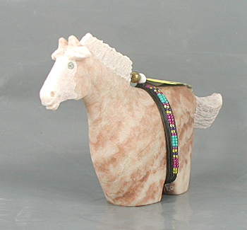 Authentic Native American Horse Fetish Carving of alabaster by Navajo Harold Davidson