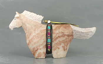 Authentic Native American Horse Fetish Carving of alabaster by Navajo Harold Davidson