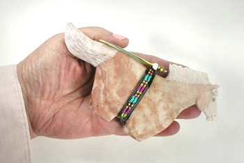 Authentic Native American Horse Fetish Carving of alabaster by Navajo Harold Davidson