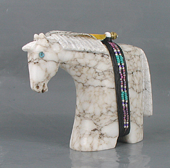 Authentic Native American Horse Fetish Carving of alabaster by Navajo Harold Davidson