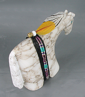 Authentic Native American Horse Fetish Carving of alabaster by Navajo Harold Davidson