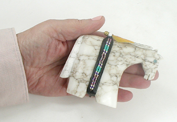 Authentic Native American Horse Fetish Carving of alabaster by Navajo Harold Davidson
