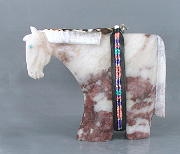 Authentic Native American Horse Fetish Carving of alabaster by Navajo Harold Davidson