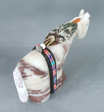 Authentic Native American Horse Fetish Carving of alabaster by Navajo Harold Davidson