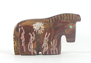 Authentic Native American Horse Fetish Carving of Picasso marble by Zuni Tyrone Poncho