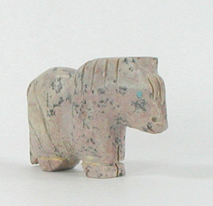 Authentic Native American Horse Fetish Carving of Picasso marble by Zuni Tim Lementino