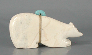 Authentic Native American fishrock and turquoise bear Fetish carving by Zuni Cheryl Beyuka