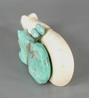 Authentic Native American fishrock and turquoise bear Fetish carving by Zuni Cheryl Beyuka