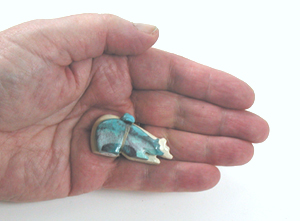 Authentic Native American fishrock and turquoise bear Fetish carving by Zuni Cheryl Beyuka