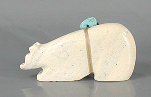 Authentic Native American fishrock and turquoise bear Fetish carving by Zuni Cheryl Beyuka