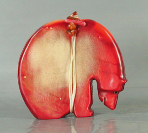 Authentic Native American bowlerite Bear Fetish carving by Zuni Farlan and Paulette Quam