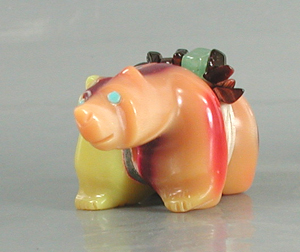 Authentic Native American bowlerite Bear Fetish carving by Zuni Farlan and Paulette Quam