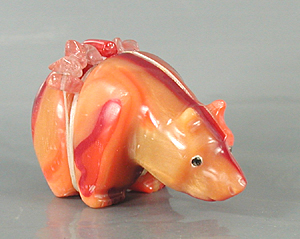 Authentic Native American bowlerite Bear Fetish carving by Zuni Farlan and Paulette Quam