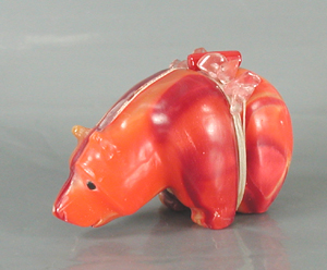 Authentic Native American bowlerite Bear Fetish carving by Zuni Farlan and Paulette Quam