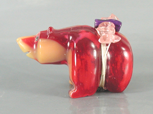Authentic Native American bowlerite Bear Fetish carving by Zuni Farlan and Paulette Quam