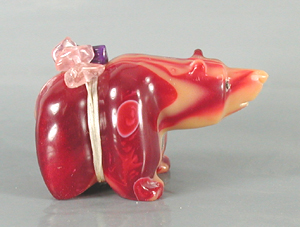 Authentic Native American bowlerite Bear Fetish carving by Zuni Farlan and Paulette Quam