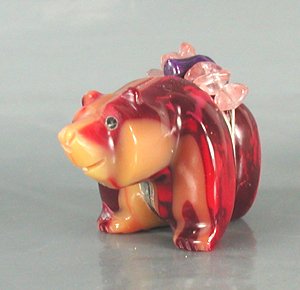 Authentic Native American bowlerite Bear Fetish carving by Zuni Farlan and Paulette Quam