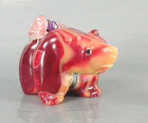 Authentic Native American bowlerite Bear Fetish carving by Zuni Farlan and Paulette Quam