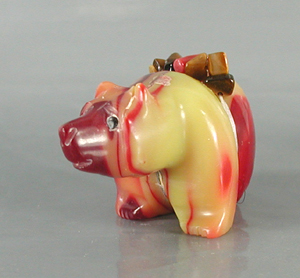 Authentic Native American bowlerite Bear Fetish carving by Zuni Farlan and Paulette Quam