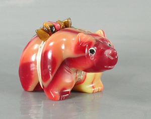 Authentic Native American bowlerite Bear Fetish carving by Zuni Farlan and Paulette Quam
