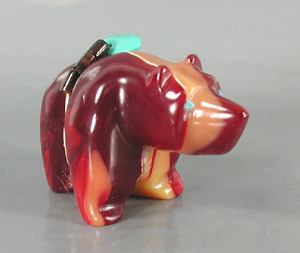 Authentic Native American bowlerite Bear Fetish carving by Zuni Farlan and Paulette Quam