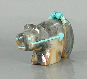 Authentic Native American Zuni Bear Fetish carving of Picasso marble by Bennie Bacy