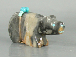 Authentic Native American Zuni Bear Fetish carving of Picasso marble by Bennie Bacy