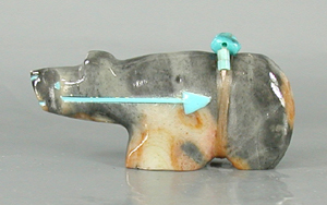 Authentic Native American Zuni Bear Fetish carving of Picasso marble by Bennie Bacy