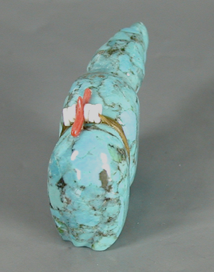 Authentic Native American Zuni Bear Fetish carving of turquoise by Ed Lementino
