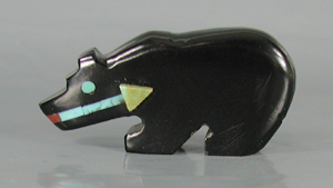 Bear Fetish Carving of jet and Turquoise 