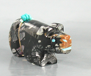 Authentic Native American Zuni Bear Fetish carving of Picasso marble by Bennie Bacy