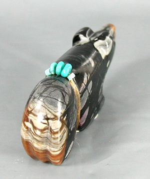 Authentic Native American Zuni Bear Fetish carving of Picasso marble by Bennie Bacy