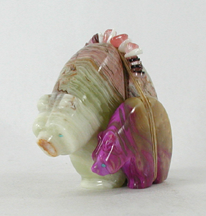 Authentic Native American double bear fetish carving by Zuni artisans Farlan and Paulette Quam