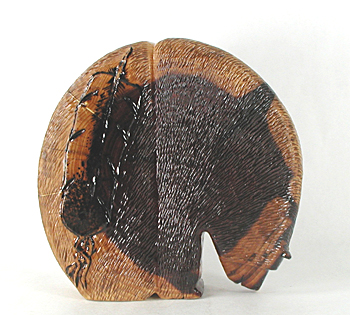 Authentic Native American bear fetish carving by Zuni artisans Farlan and Paulette Quam of cedar wood 