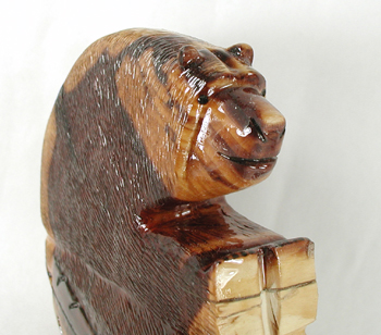 Authentic Native American bear fetish carving by Zuni artisans Farlan and Paulette Quam of cedar wood 