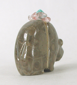 Authentic Native American Petosky Stone Bear Fetish carving by Zuni Farlan and Paulette Quam