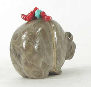 Authentic Native American Petosky Stone Bear Fetish carving by Zuni Farlan and Paulette Quam