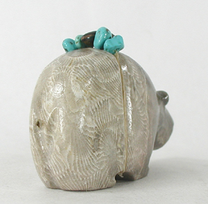 Authentic Native American Petosky Stone Bear Fetish carving by Zuni Farlan and Paulette Quam