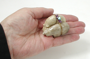 Authentic Native American Petosky Stone Bear Fetish carving by Zuni Farlan and Paulette Quam